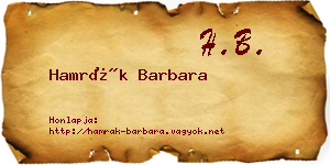 Hamrák Barbara névjegykártya